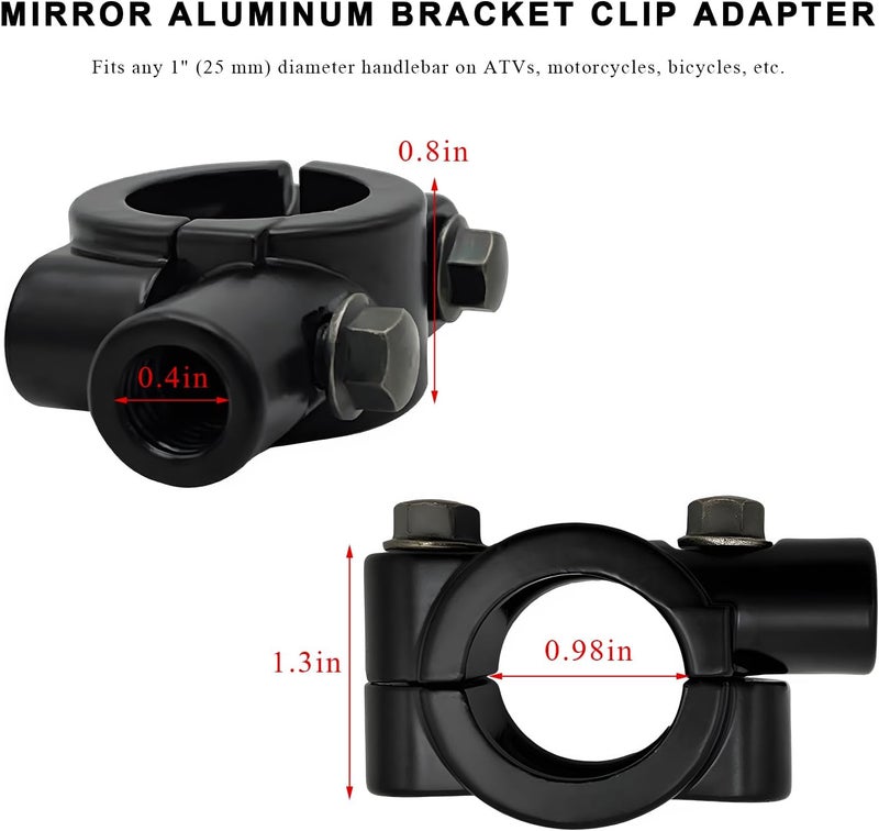 FSTURIOS 2PCS Motorcycle Mirrors Mounts, 7/8" Handlebar Mirror Mount Clamp Adaptor with 10mm Thread, Aluminum Alloy Rearview Mirror Bracket Clamp for Motorcycle Dirt Bike Scooter - Image 2